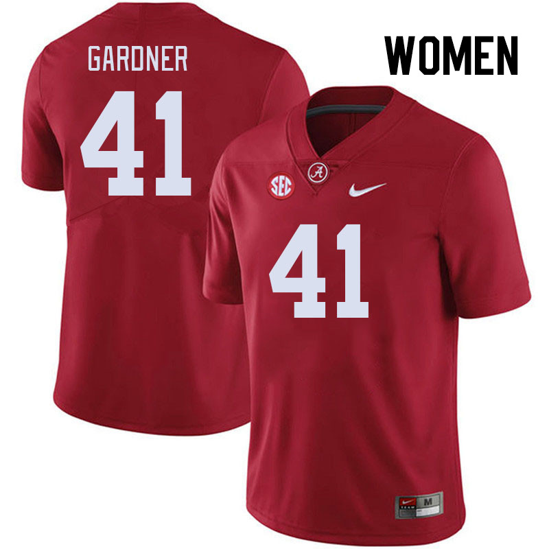 Women #41 JR Gardner Alabama Crimson Tide College Footabll Jerseys Stitched Sale-Crimson